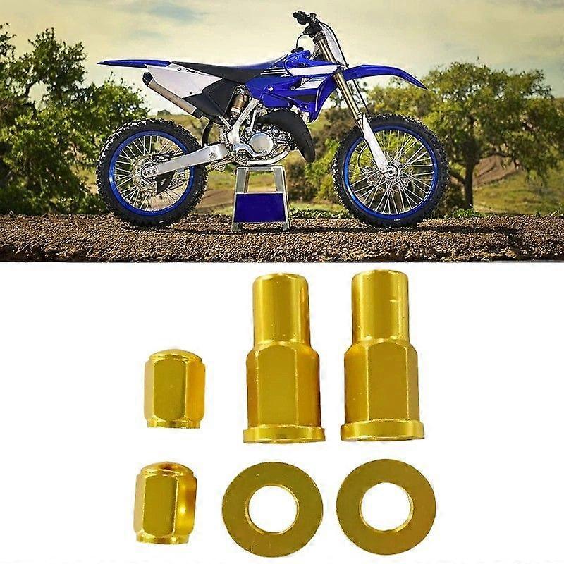 Motorcycle Tire Valve Cap Set - Gold Color Lock Nuts Kit with Bolts and Washers