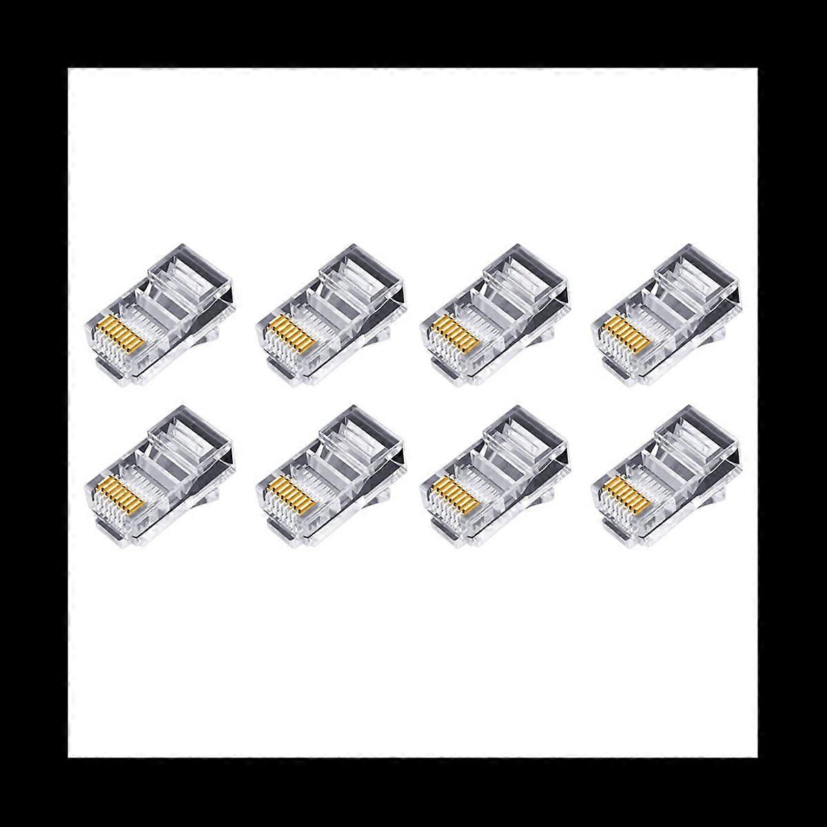 200Pcs RJ45 Connector 6U Gold Plated Pass Through Ethernet Cables Module Plug Network RJ-45 Crystal 