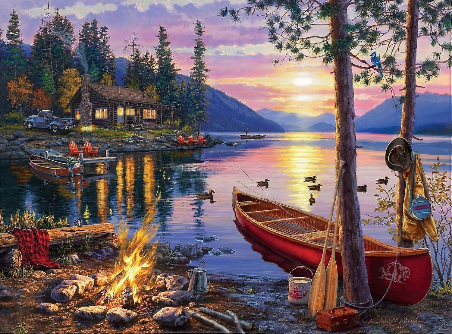 Canoe Lake - 1000 Piece Jigsaw Puzzle For Adults - Challenging Puzzle Perfect for Game Nights