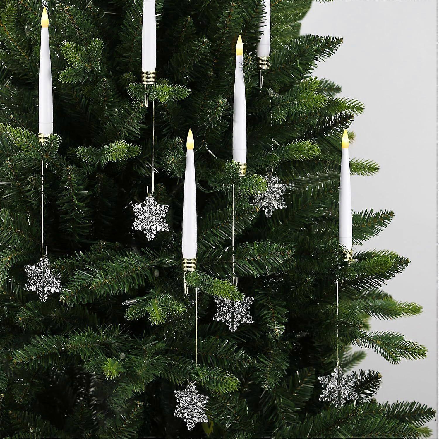 Christmas Tree Candles with Remote Control, Pack of 6 LED Taper Candles with Hooks, Battery Operated LED Candles, Wireless for Christmas Tree Decorati