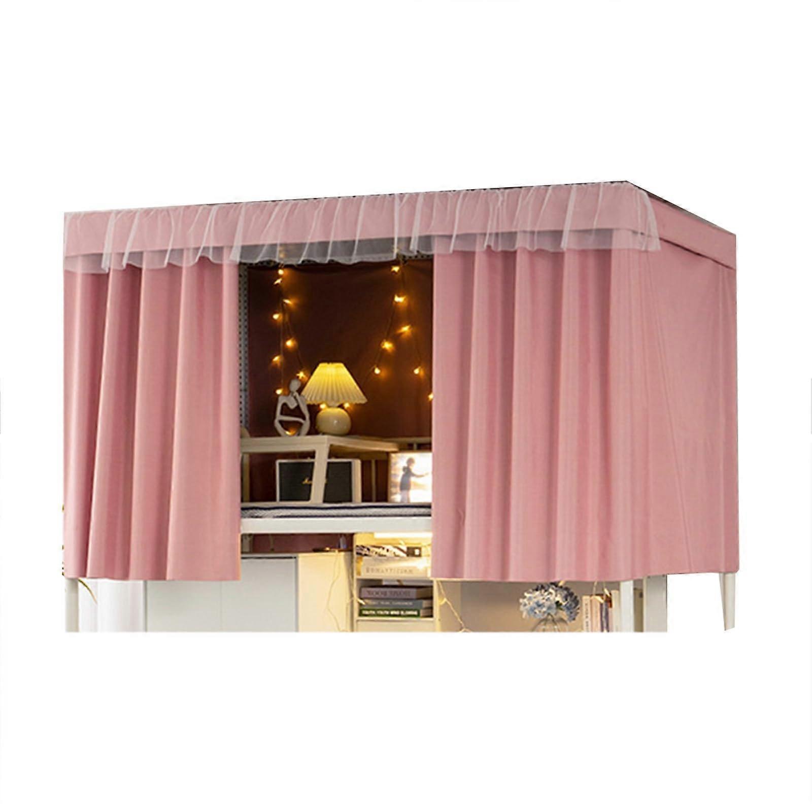 Bunk Bed Privacy Curtain Set for  and Sides with Light Control and Breathable Fabric, Pink 1.2M