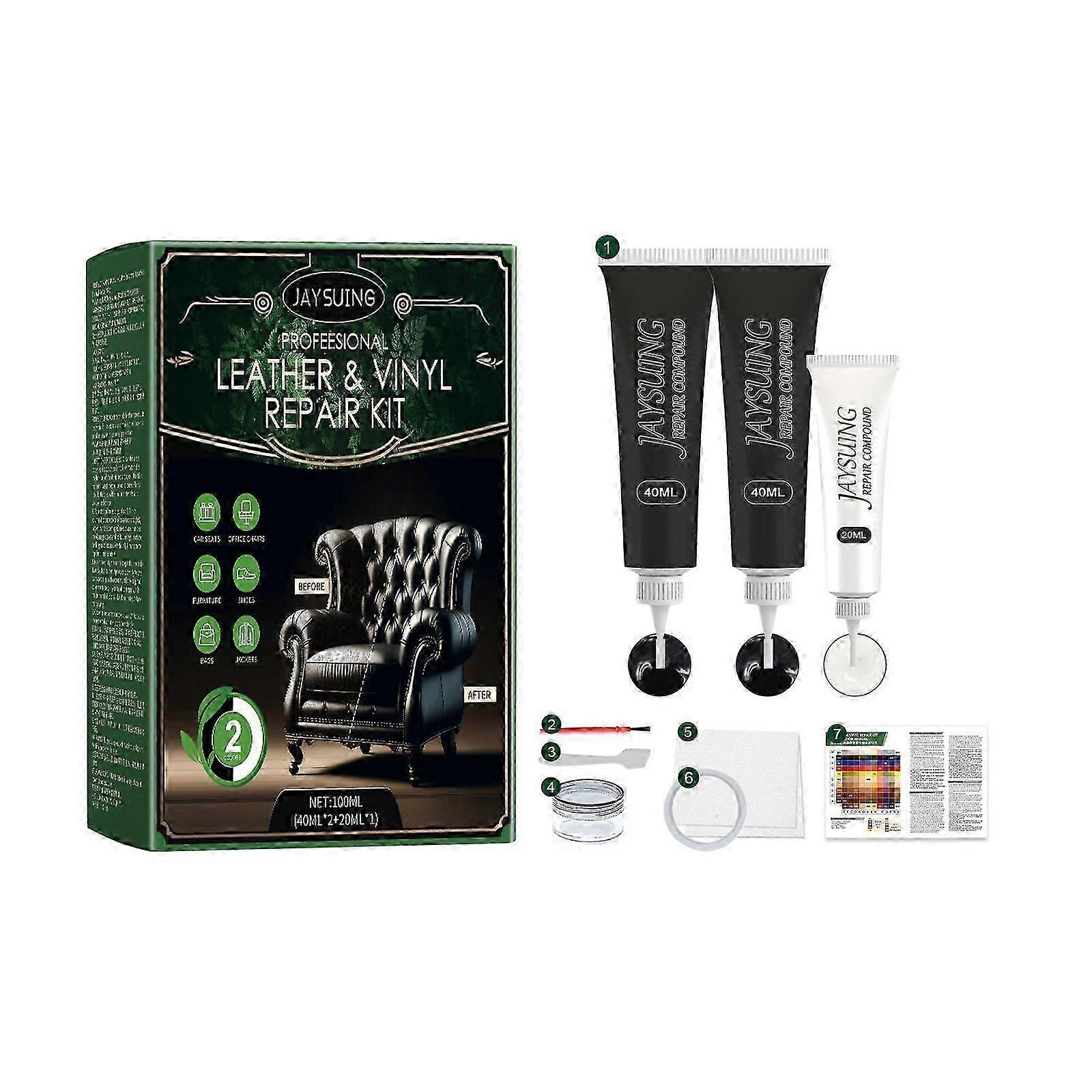 Leather Repair Kit - Multi-Functional Solution for Sofas, Shoes, Bags & More | Easy to Use, Custom Color Mixing, Durable & Fast-Drying Leather Restora