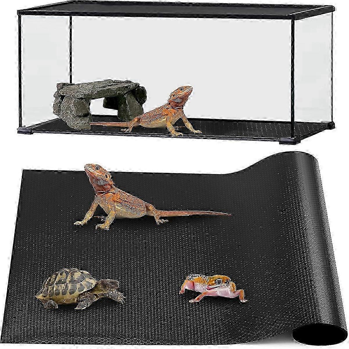 18x72 Inch Black Reptile Heating Mat for Leopard Gecko Terrarium Habitat with Temperature Control Safety Features