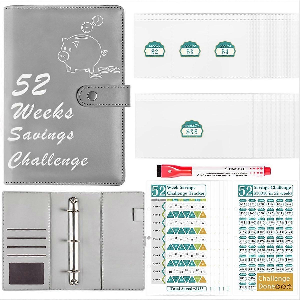 52 Week Money Saving Challenge Binder Grey
