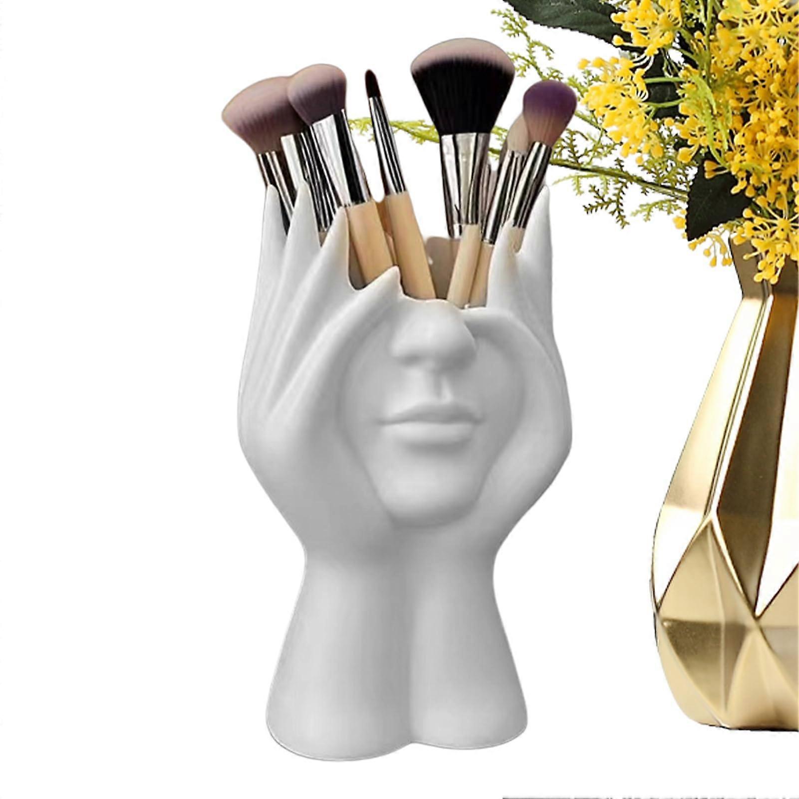 Makeup Brush Holder with Stylish Bohemian Design, Resin Makeup Organizer for Vanity, SpaceSaving