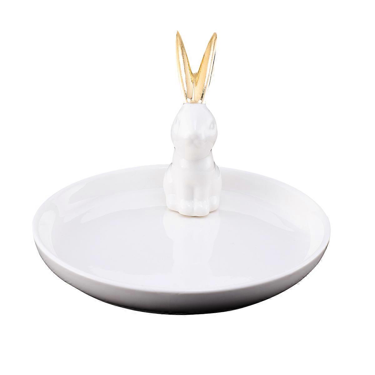 Rabbit Ring Holder Ceramic Jewelry Tray for Bracelet Storage 2Pcs