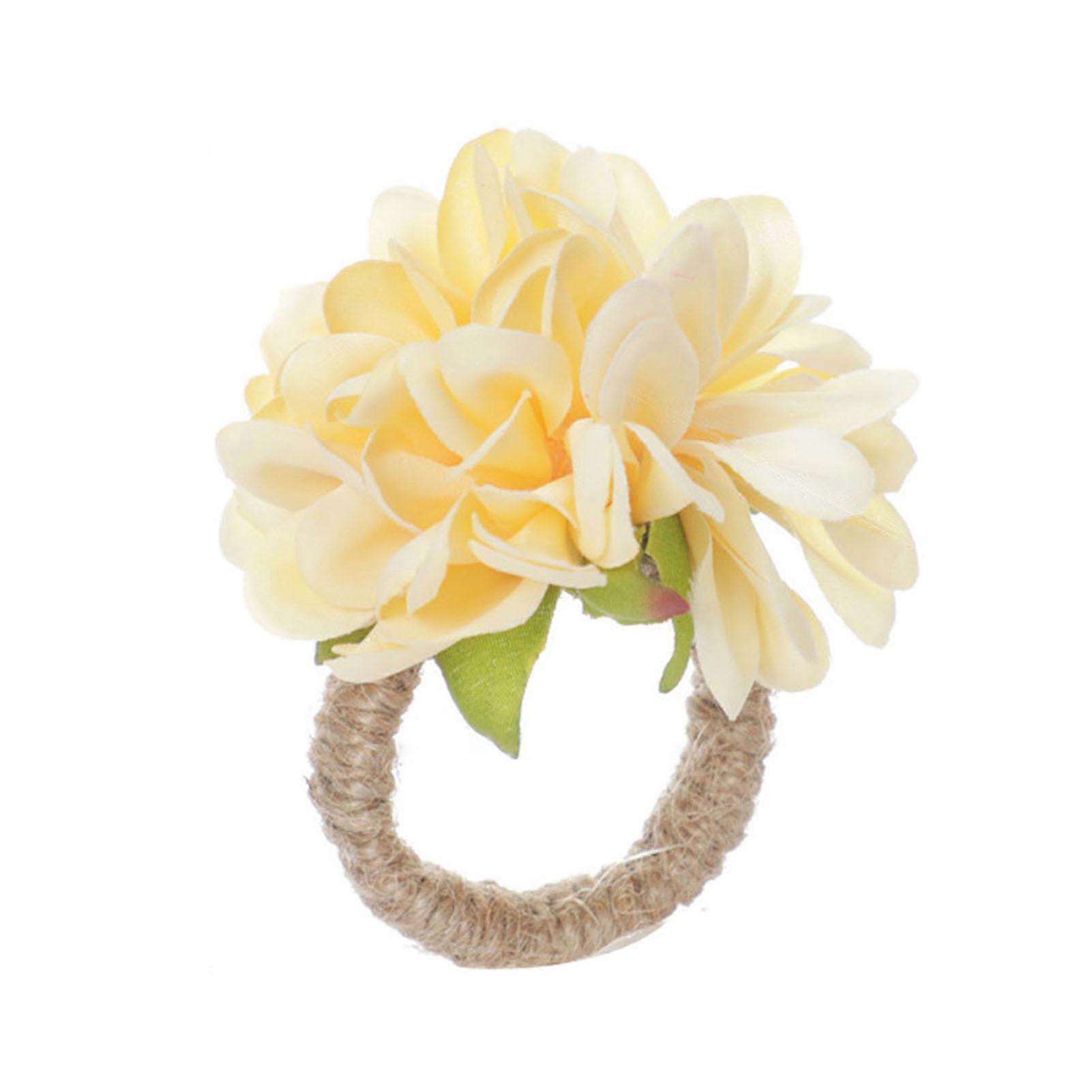 Simulated Flower Napkin Holder - Rustic Table Decoration Ring