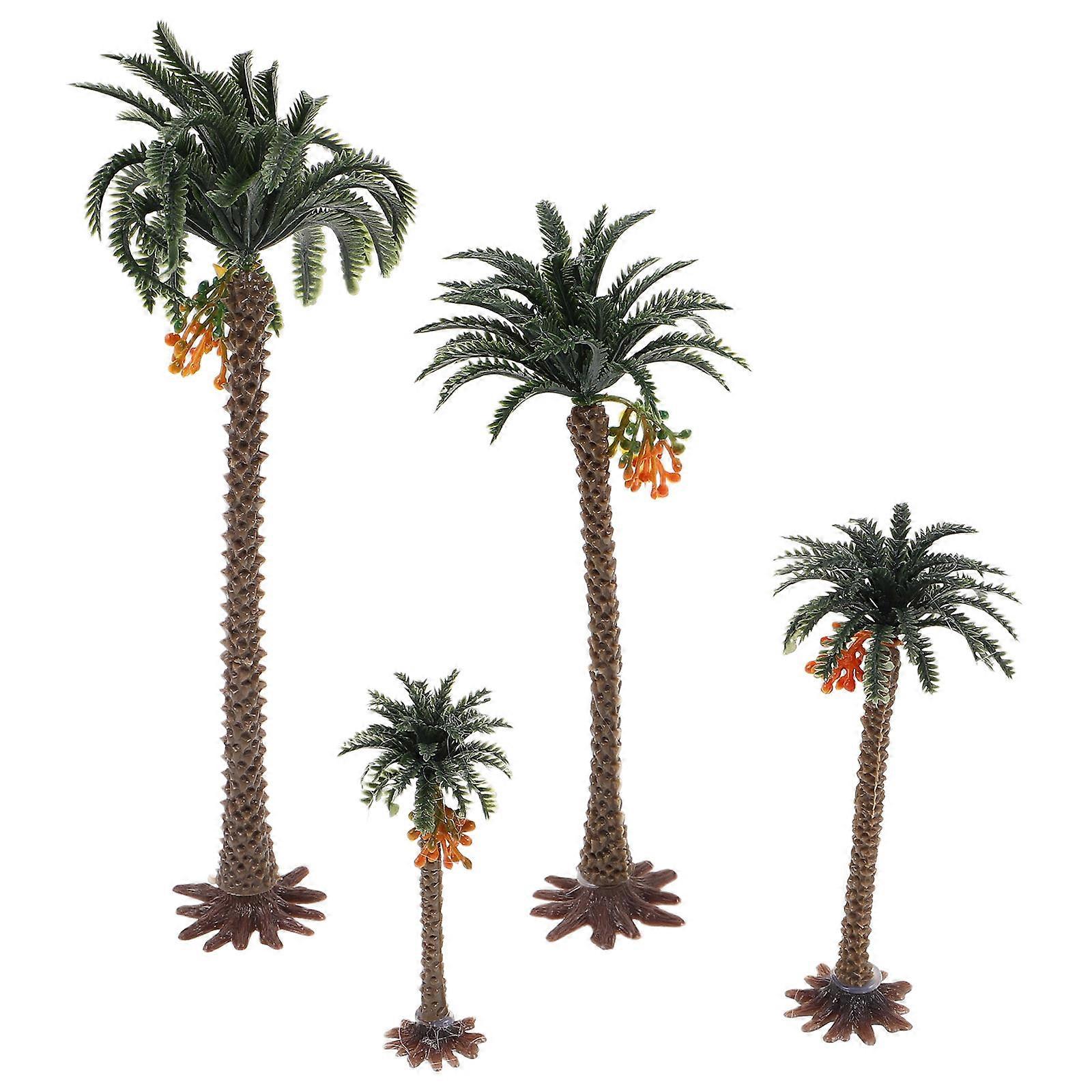 Sand Table Coconut Tree Model for Decoration 4Pcs Plastic Artificial Trees