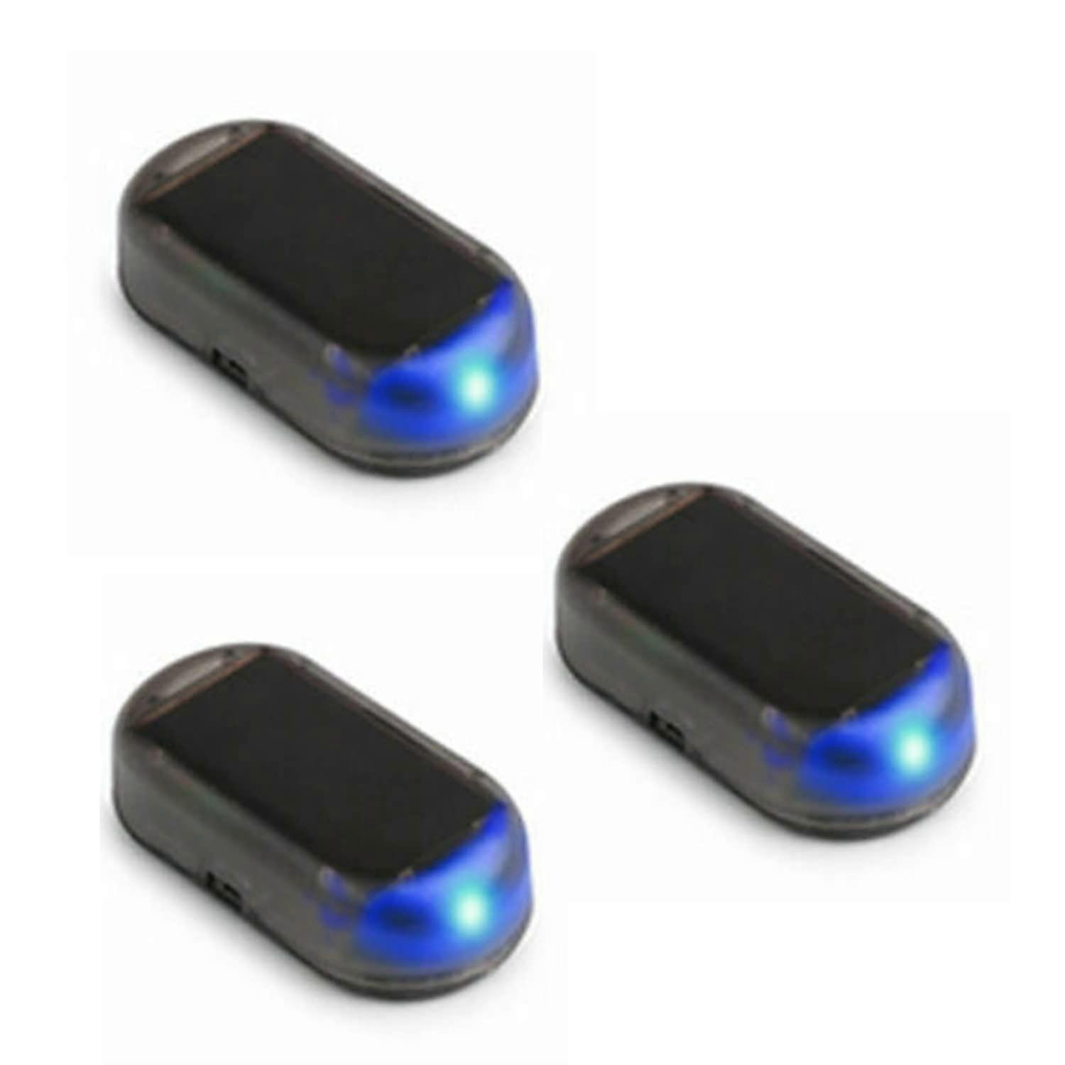 Car Anti Theft Light 3pcs Solar Powered Flashing Blue LED Dummy Alarm for Vehicle Security