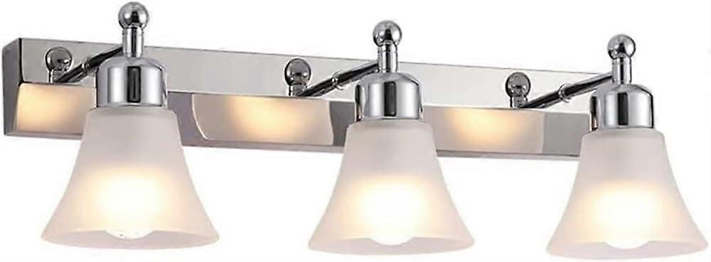 Bathroom Vanity Light Chrome 3Light Wall Sconce with Rotatable Frosted Glass Shade for Mirror