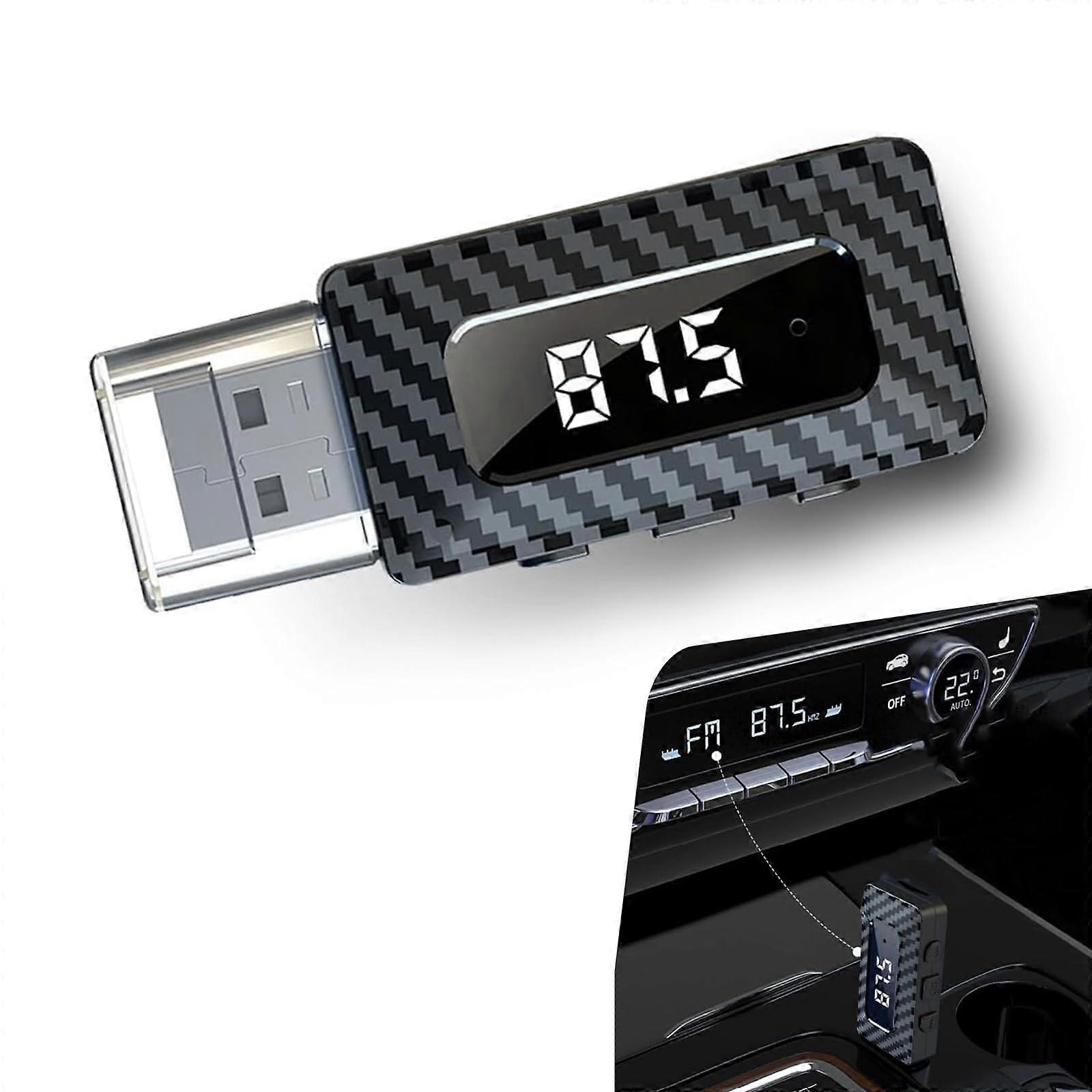 Bluetooth FM Transmitter for Car with HD LED Display, Dual Mode, Hands Calls, Adjustable Frequency, Black