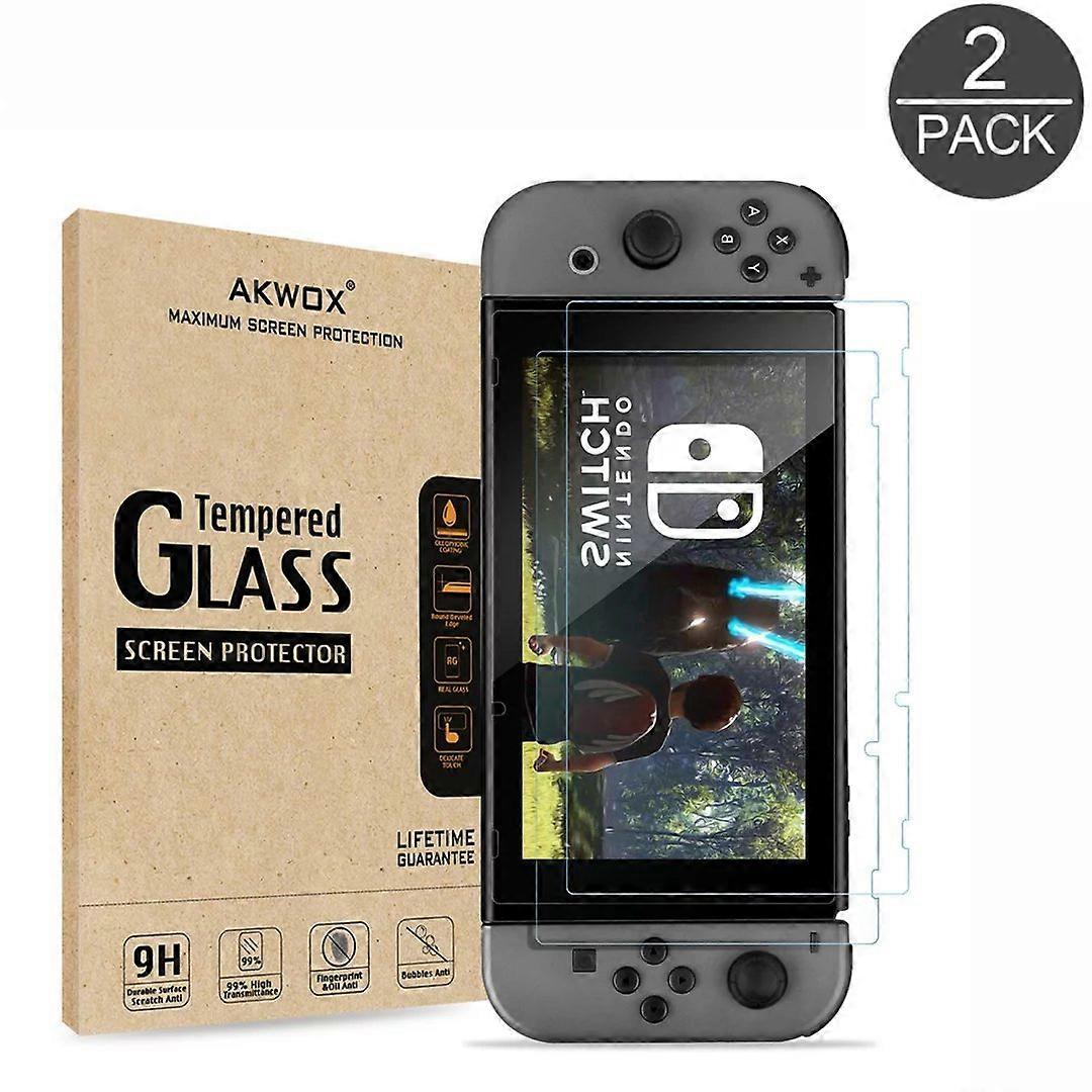 Screen Protector 2 Pack Tempered Glass 9H AntiFingerprint 0.3mm 2.5D HD for Nintendo Switch