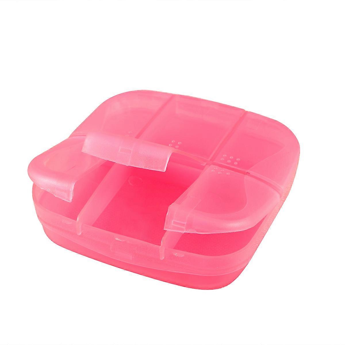 Pilulier portable à 6 compartiments, rose