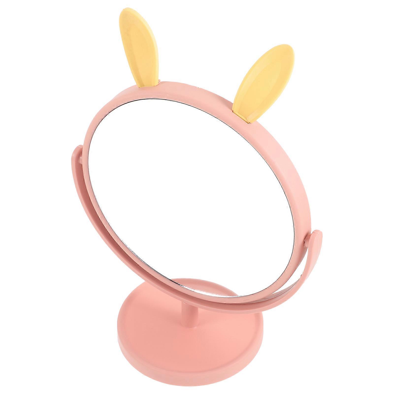 Makeup Mirror Bunny Shaped Vanity Mirror for Makeup 5Pcs Pink Desktop Set