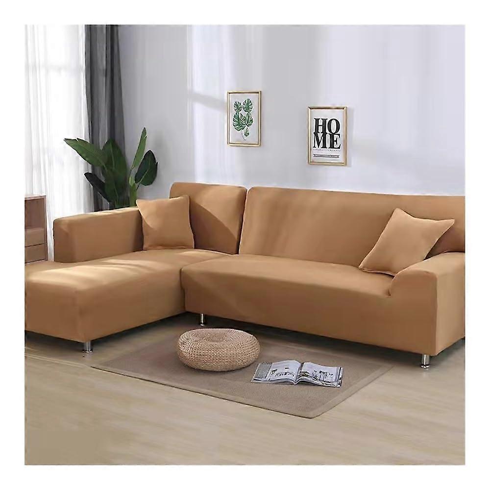 Stretch Sofa Cover for 2 Seater Couch, StainResistant Elastic Fit, L Shaped Camel Protector