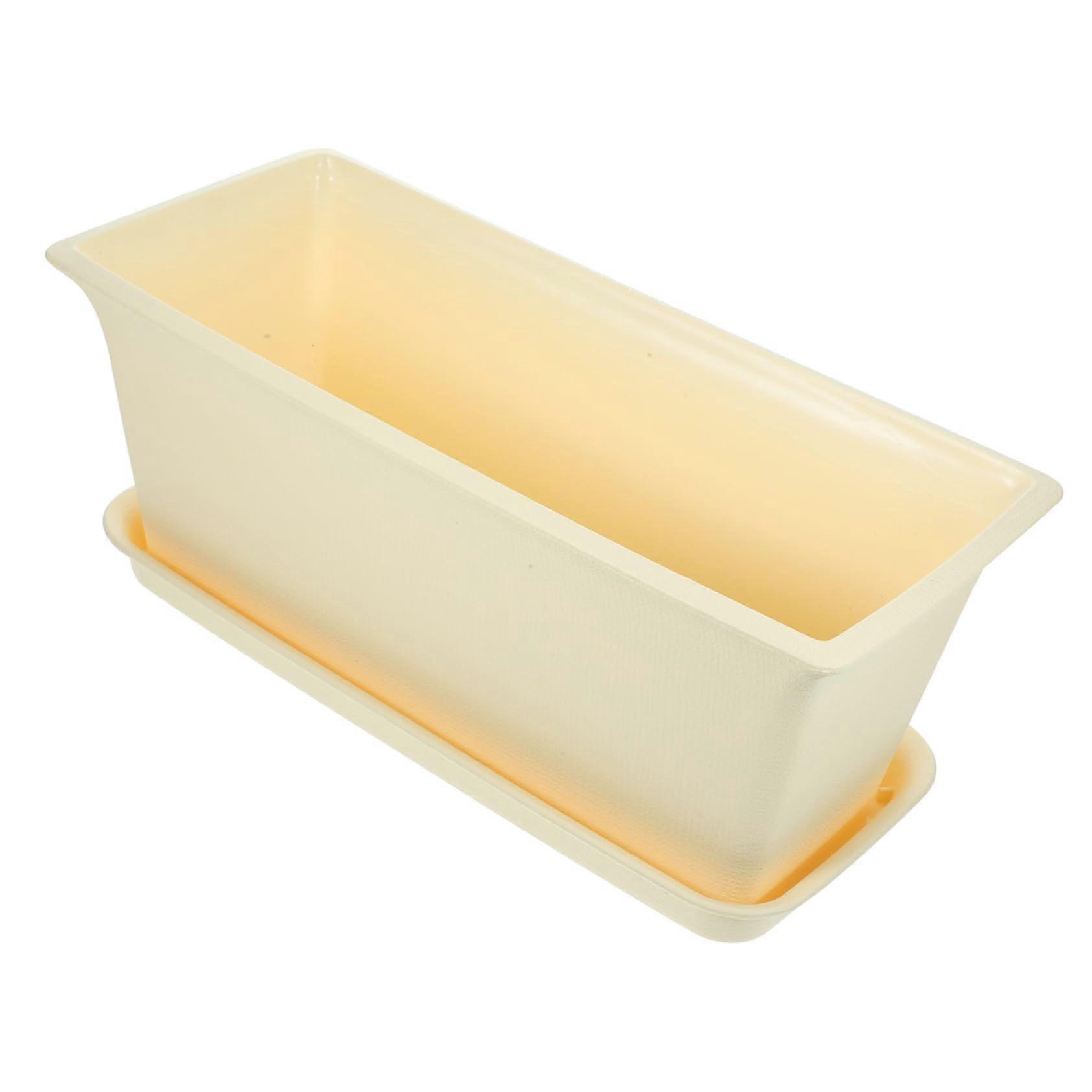 White Plastic Window Planter Box for Vegetables, Rectangular Flower Pot for Balcony Gardening