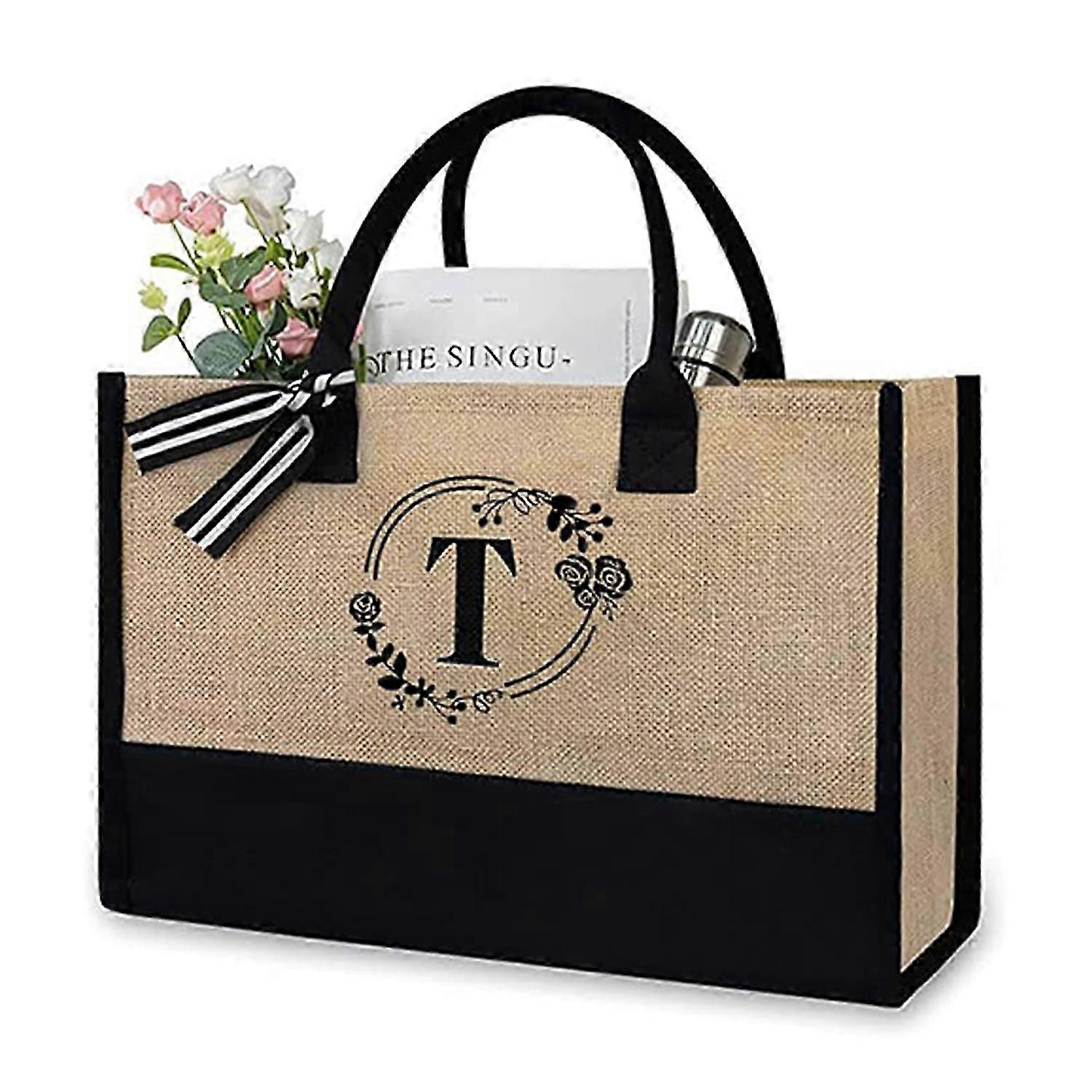 2025 Express Your Style with Custom Initial T Canvas Tote