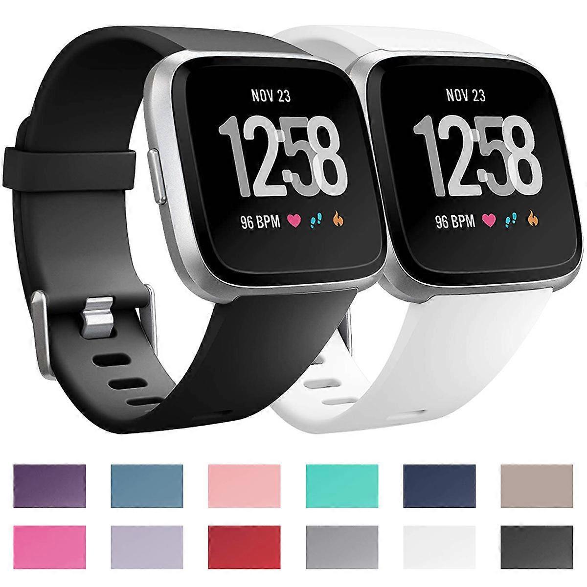 For Fitbit Versa 2 / Versa / Versa Lite xDfind Flat Holes Solid Color Silicone Watch Band