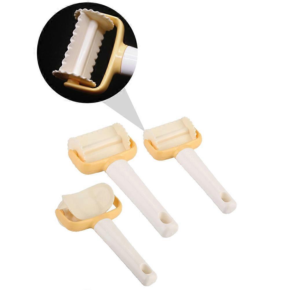 Biscuit Baking Tool Dough Cutting Set Home Baking Round Small Wave Beige 3Pcs