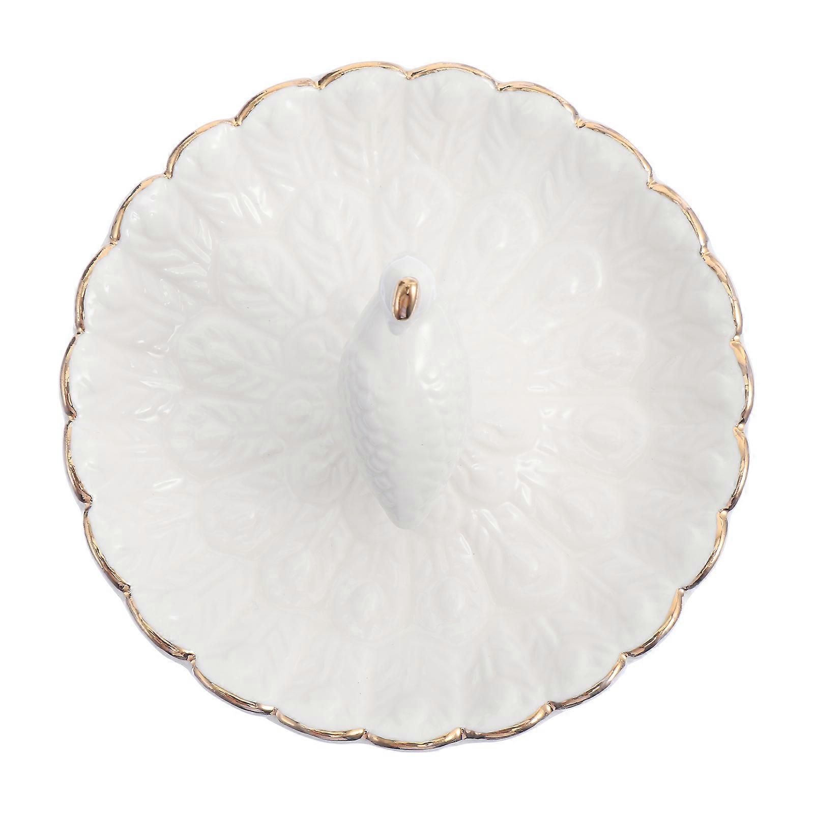 Ceramic Jewelry Dish Tray for Desktop Storage 1Pcs White