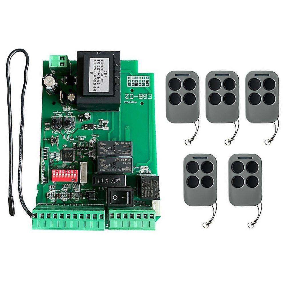 AC220 Automatic Sliding Gate Motor Control Board +5 Remote Control for Sliding Gate Opener Access Control System