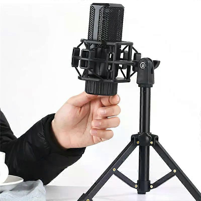 Portable Microphone Stand Desktop Tripod Table Stand Adjustable Mic Stand Mic Clip Holder Bracket