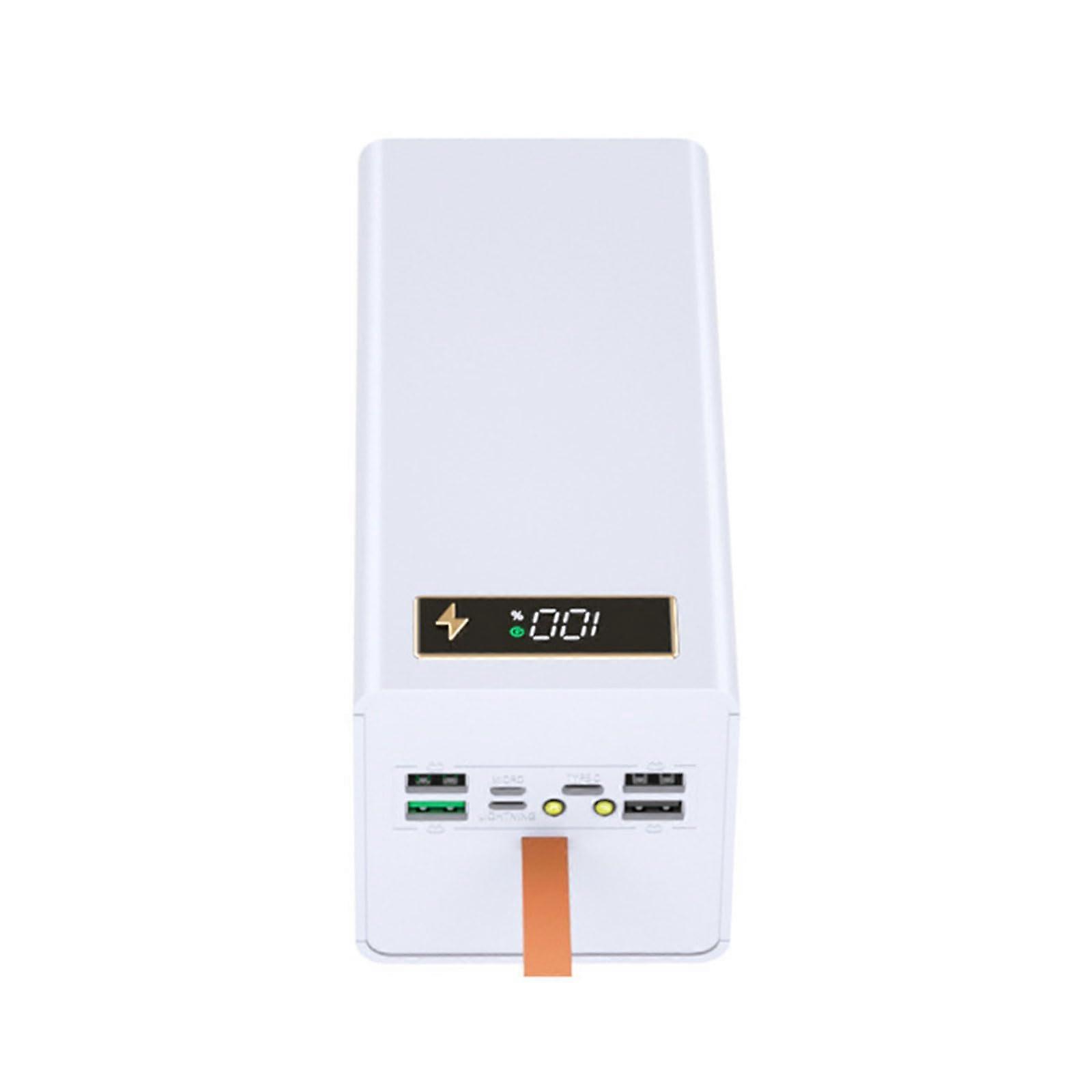 18650 Battery Case with LED Light, USBC Quick Charge, PD Fast Charging, Detachable, White