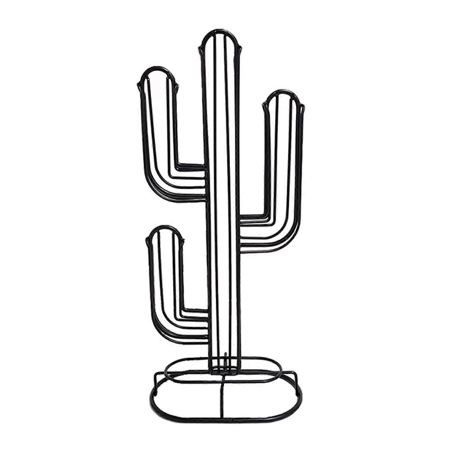 Coffee Capsule Holder Rack with Large Storage, RustResistant Vintage Cactus Design Organizer
