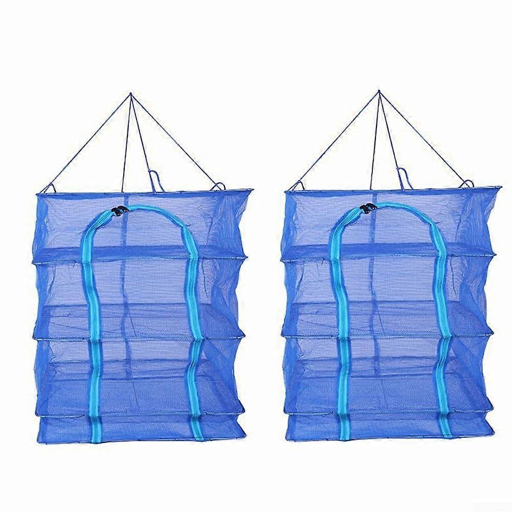 Foldable Drying Net MultiLayer Hanging Rack for Fish Vegetables PetProof Nylon 40x40x65cm