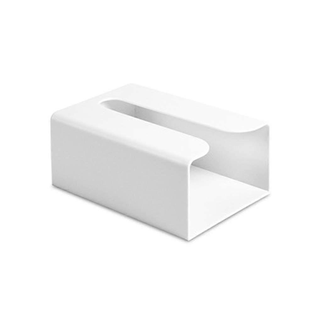 Wall Mounted Tissue Box Holder with Adhesive ABS Storage Rack, SpaceSaving Bathroom Shelf White