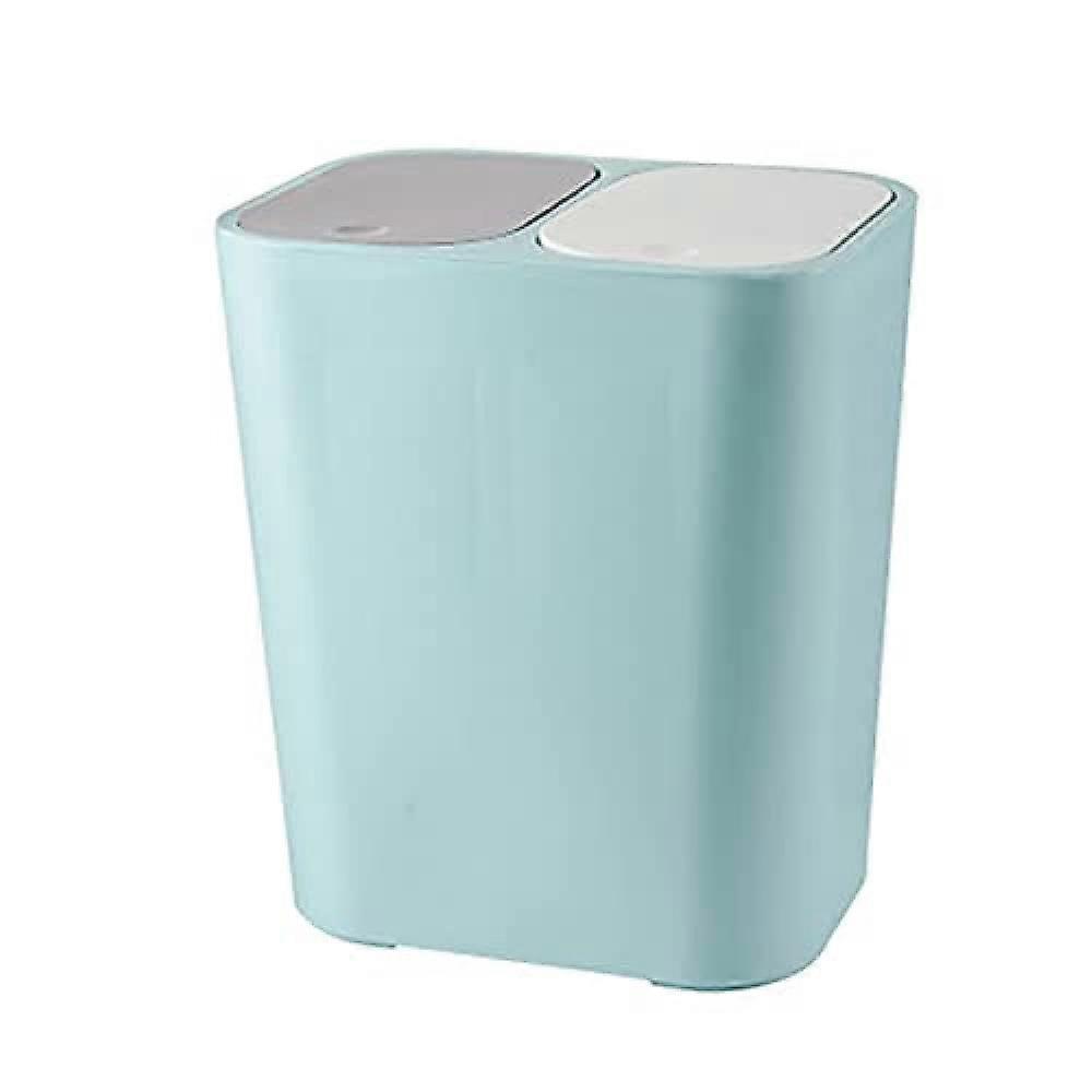Dual Compartment Recycling Bin 12L Slim Narrow Kitchen Trash Can with Push Button Lid