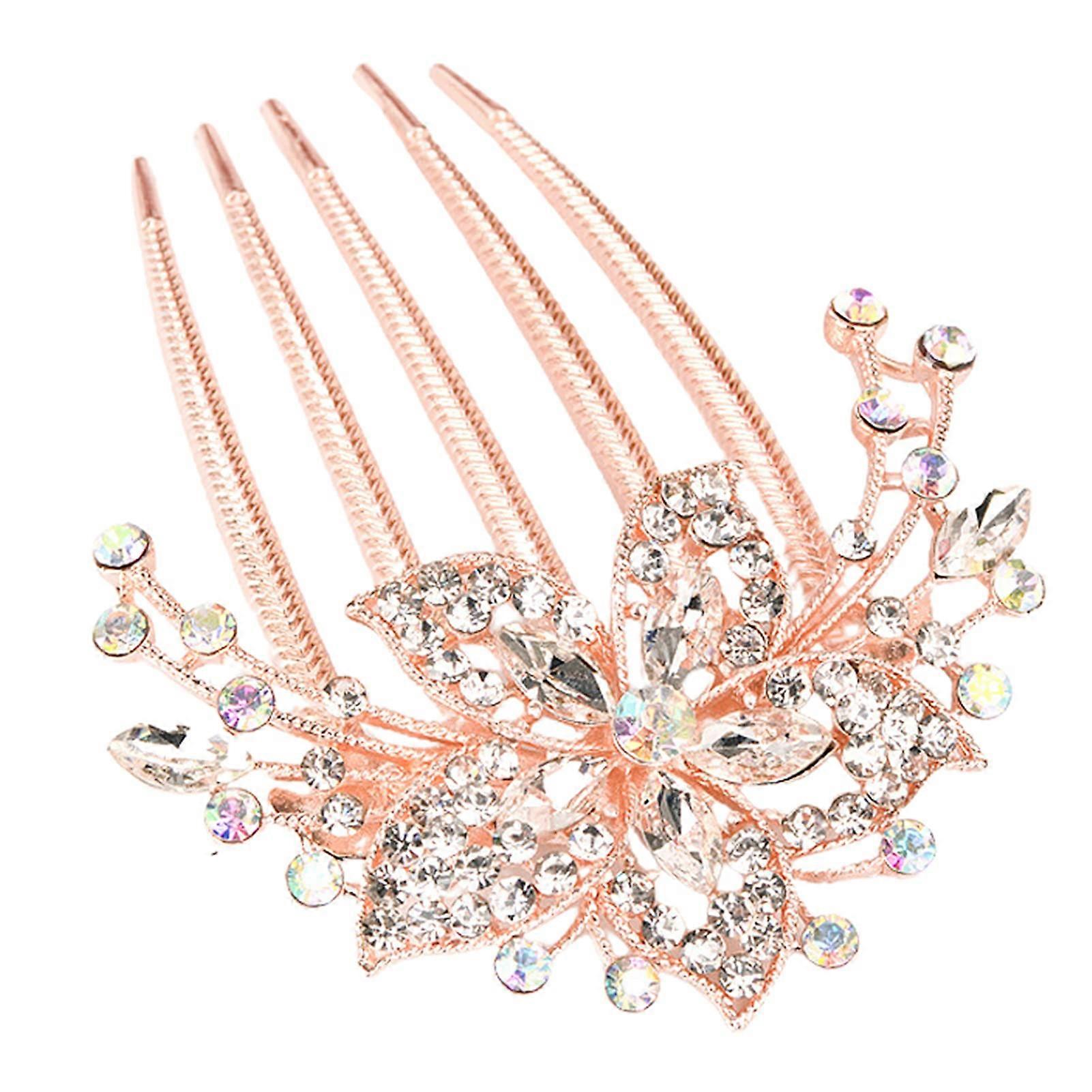 White Rhinestone Hair Insert Comb with Sparkling Accent and Secure FiveTooth Alloy Grip