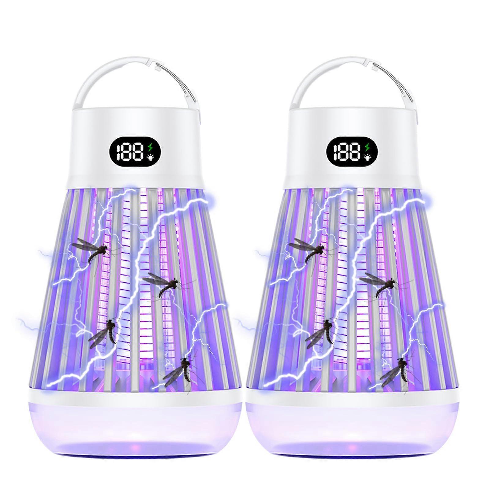 Portable USB Mosquito Zapper with Light, Rechargeable Outdoor Bug Killer for Camping, 2PCS