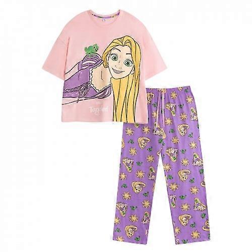 Tangled Womens/Ladies Rapunzel Short-Sleeved Long Pyjama Set