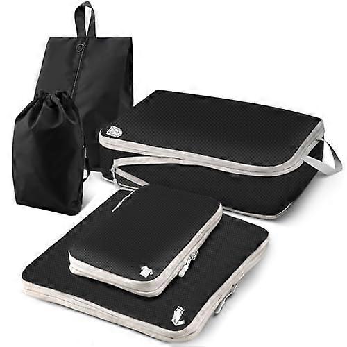 Waterproof Compression Packing Cubes Set 5Pack for Travel Luggage with Durable Zipper Closure