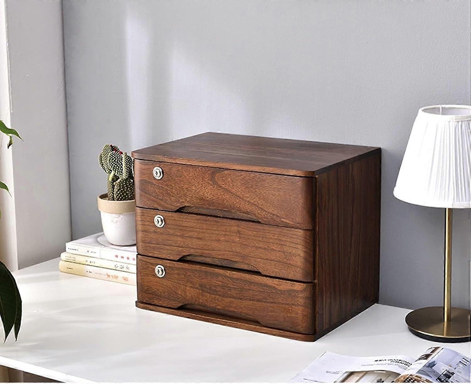 3 Layer Desktop Storage Cabinet with Drawers, Compact Durable Office File Organizer