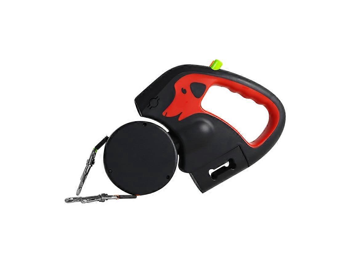 3m Retractable Dog Leash with Light for Two Pets, Dark Red