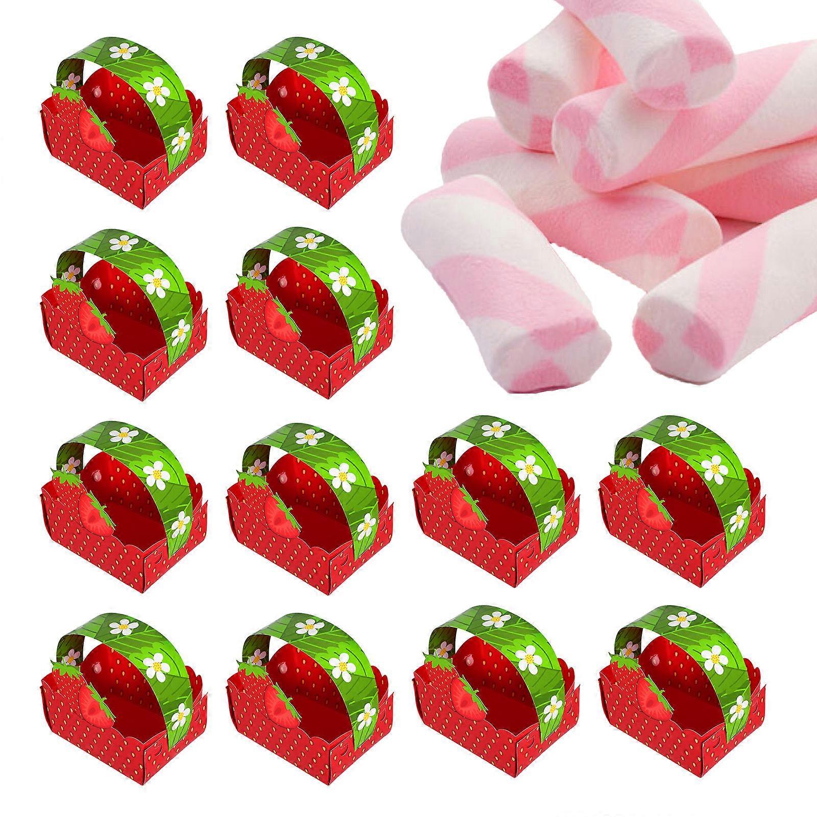 Red Fruit Paper Snack Boxes for Storage Use Paper Boxes 20Pcs with Handle