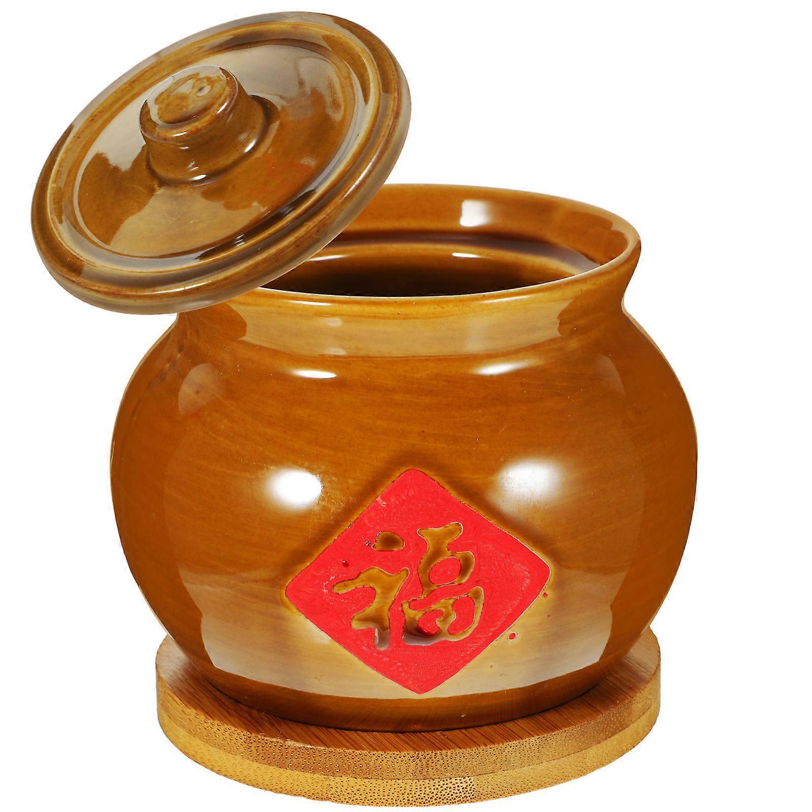 Ceramic Stew Pot for Cooking 1Set Soup Bowl with Mat