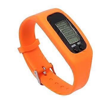 Smart Pedometer Silicone Sports Watch for Running with 1Pcs Band in Orange