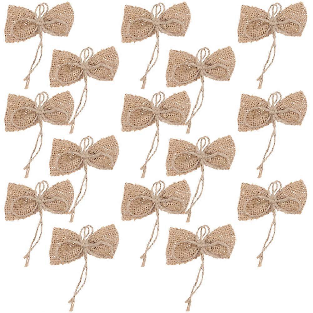 Light Brown Burlap Bows for Decoration 15Pcs Small Rustic Bows
