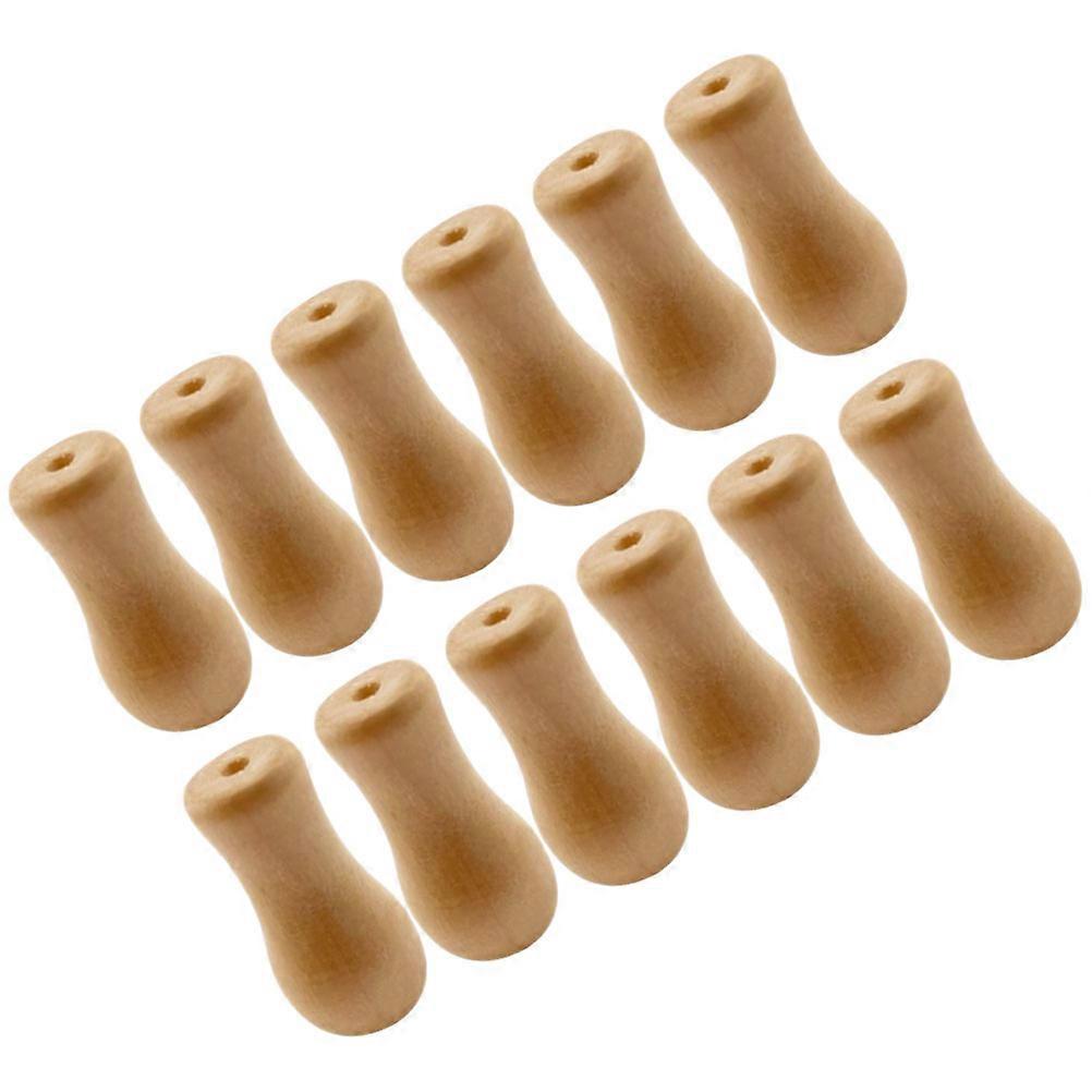 Beige Wood Window Blind Cord Knobs for Roller Shades 12Pcs Pull Cord Ends