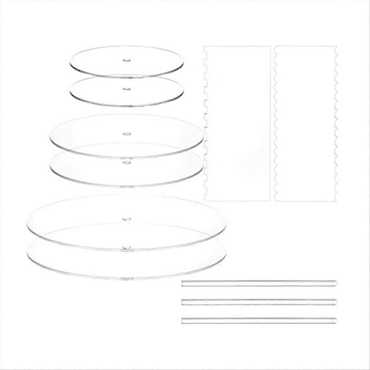Acrylic Cake Disk Set,Cake Discs Set, Comb Scrapers,for 3 Tier Cakes