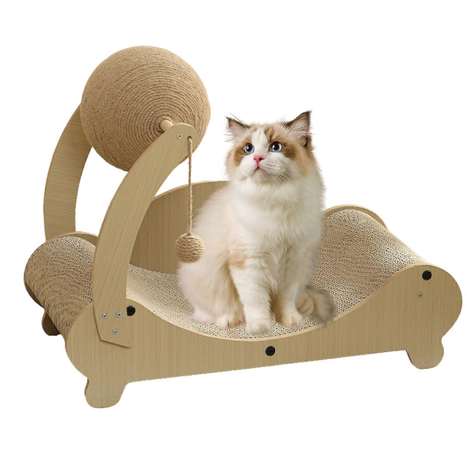 Cat Scratching Post with Ball, SpaceSaving Design and Rest Area for Indoor Kittens
