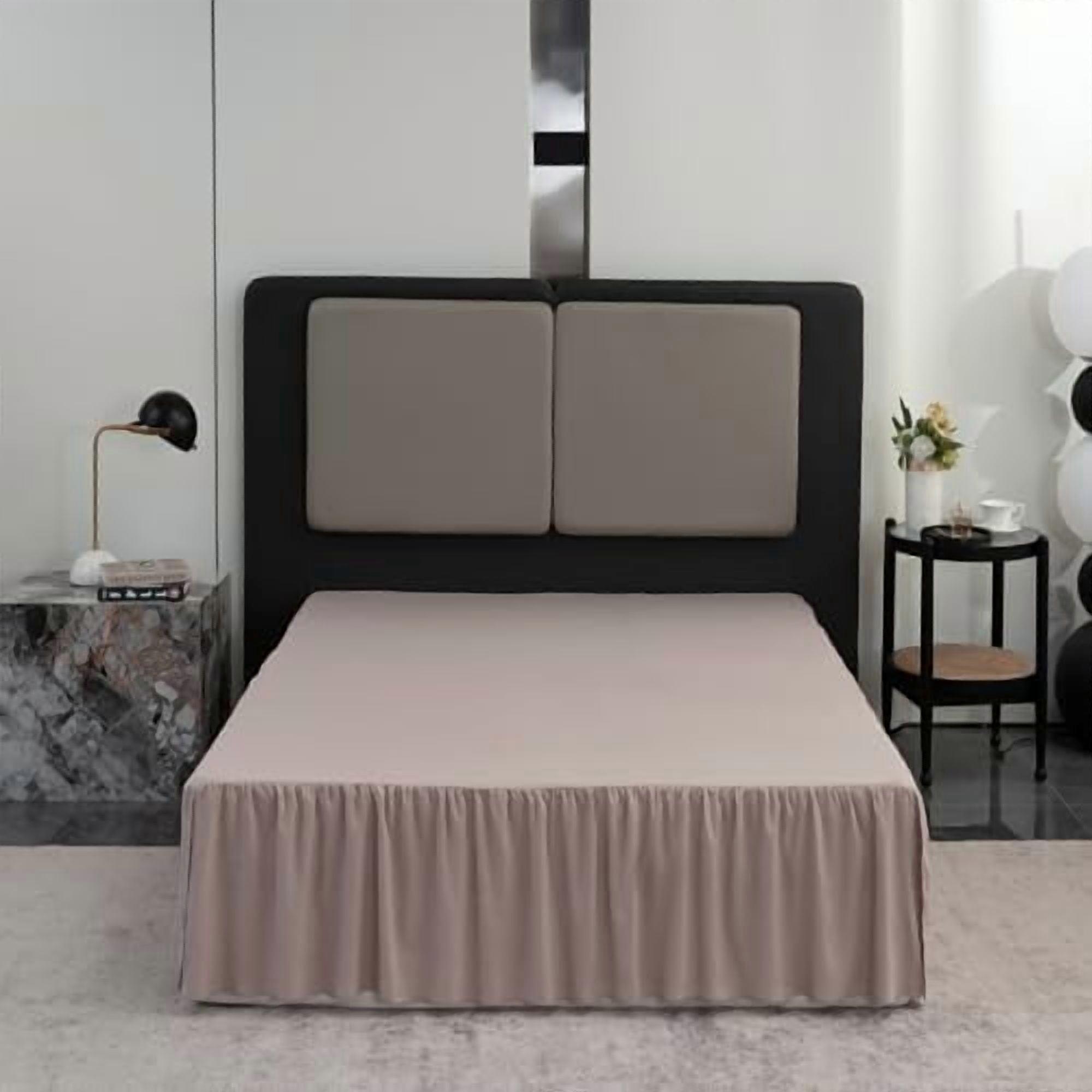 Queen Size Ruffled Bed Skirt with Split Corners, 14" Drop, Khaki