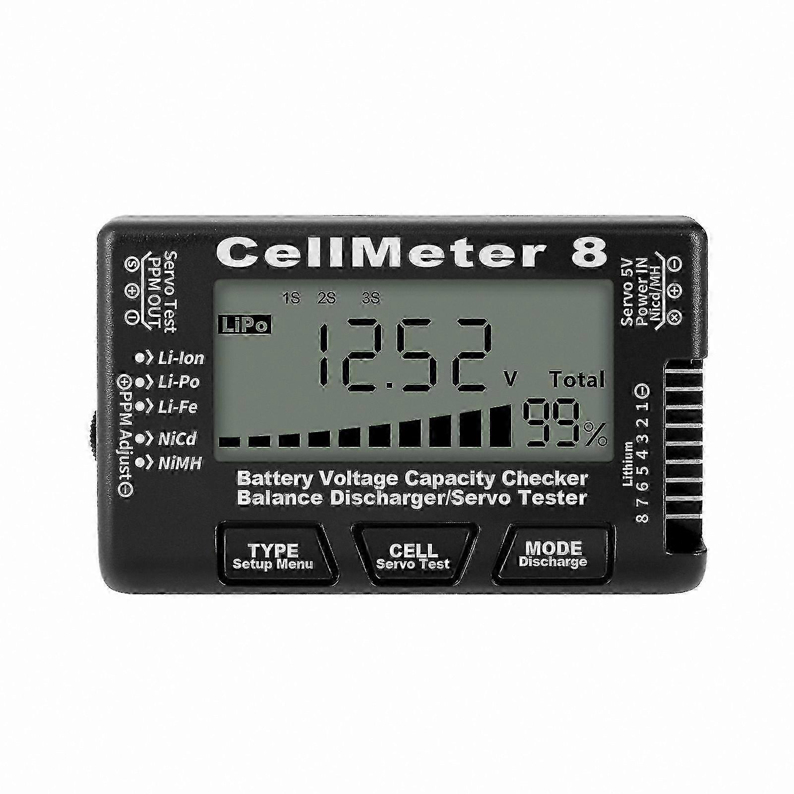 8-Cell Battery Tester with LCD Display and Discharge Function for Digital Battery Capacity Checking