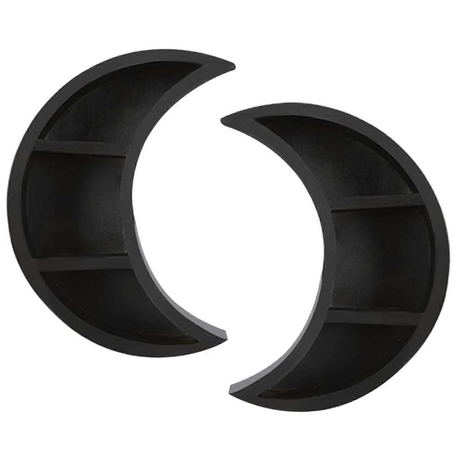 2Pcs Wood Moon Shelf for Crystals