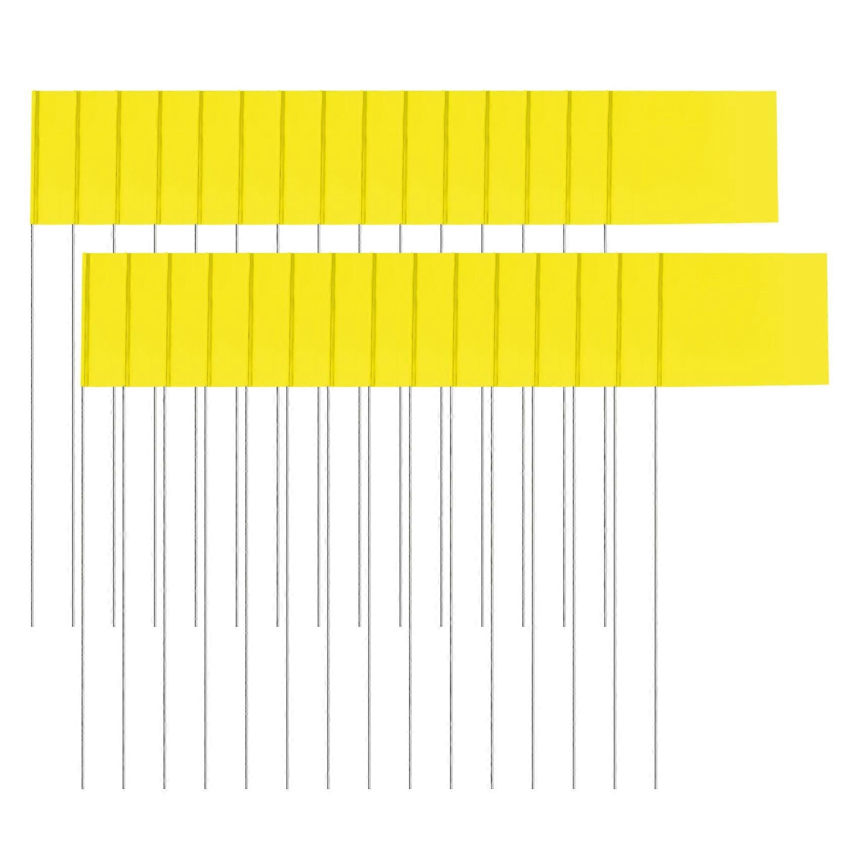 Marking Flags Marker Flags for Lawn 30 Pack, PVC Small Flags, Yellow