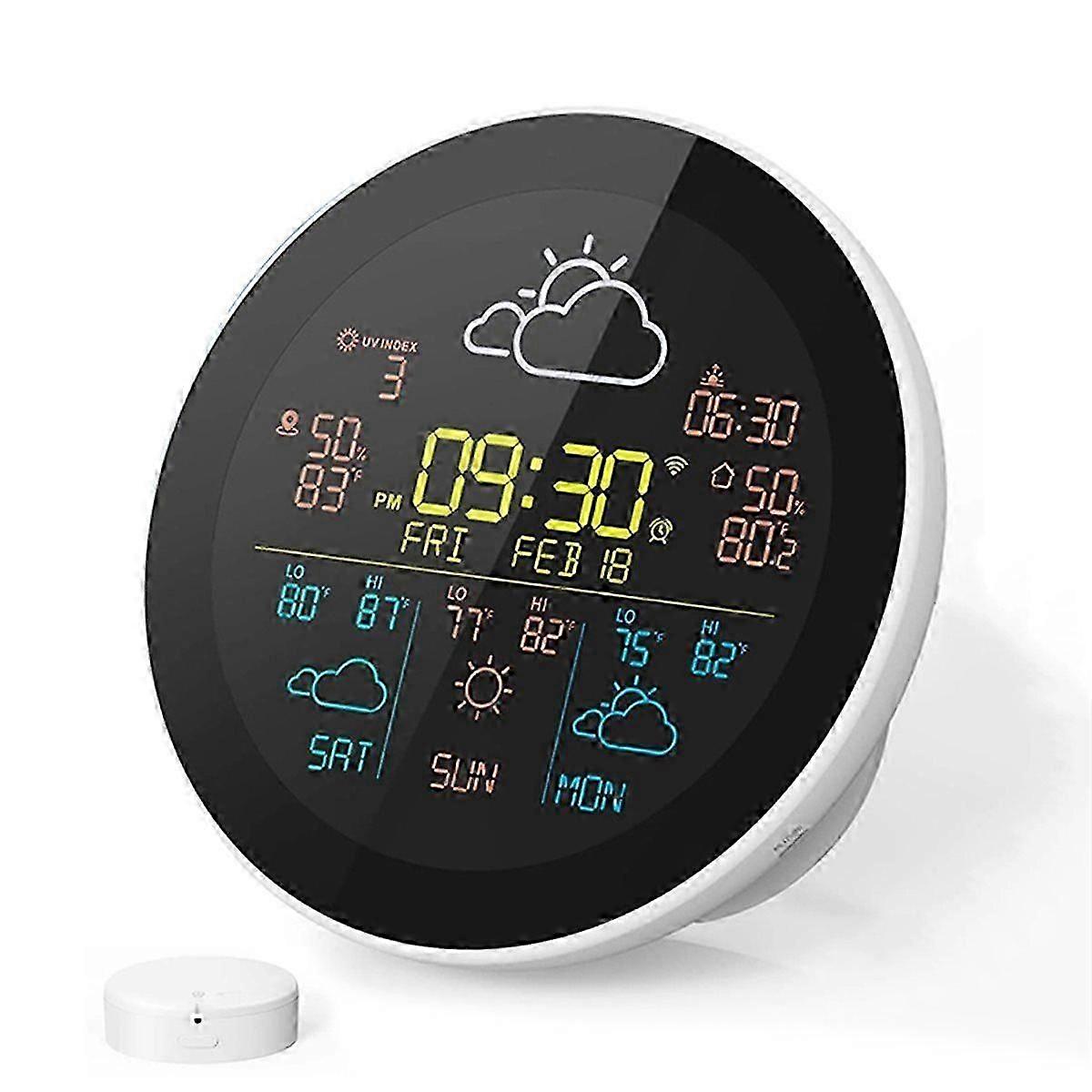 Tuya WiFi Weather Clock Wireless Thermometer Hygrometer with Alarm Clock Function LCD Display Weathe