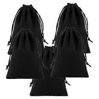 Flannel Drawstring Bag for Hair Dryer Storage Use 5Pcs Black Pouch